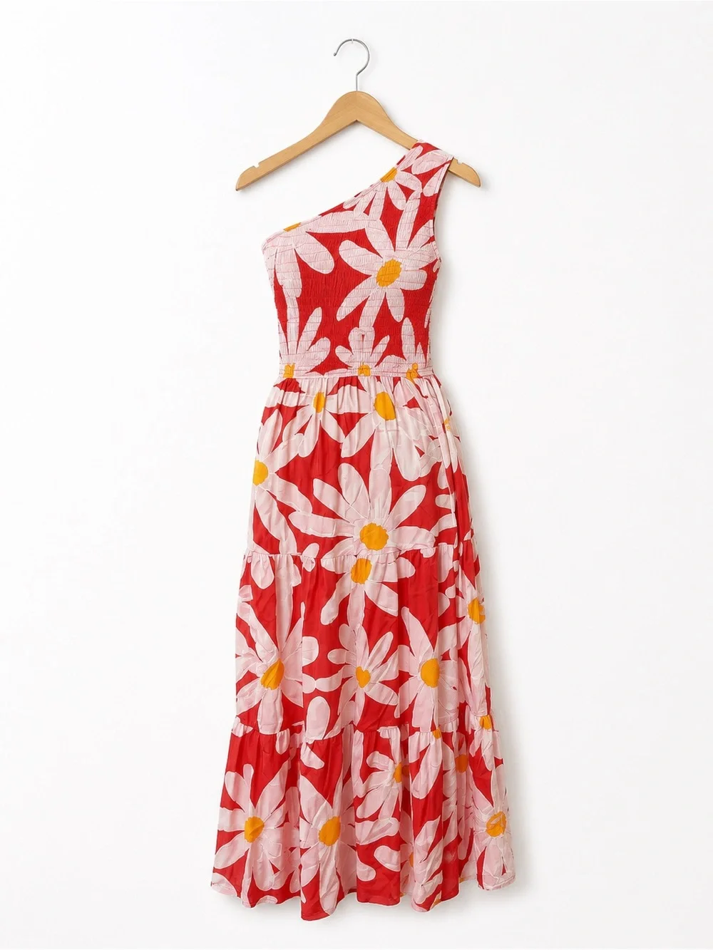 Floral One Shoulder Maxi Dress Size Small 100% Rayon